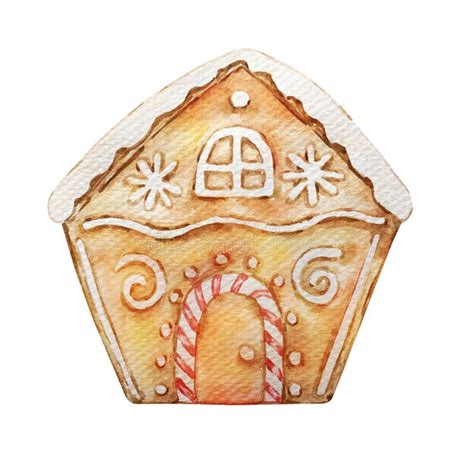 Watercolor Christmas Gingerbread House Stock Photo Image Of Vector