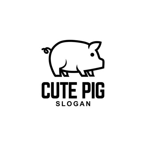 Cute Pig Outline Vector Logo 7102074 Vector Art At Vecteezy