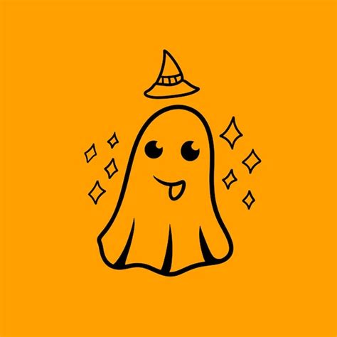 Premium Vector Ghost Witch Hat Halloween Vector Cute Mascot Logo