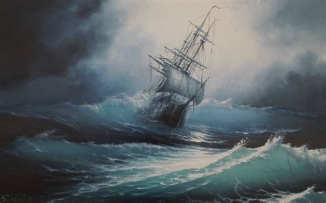 The storm, ship, sea | Seascapes art, Sailboat art, Ship paintings