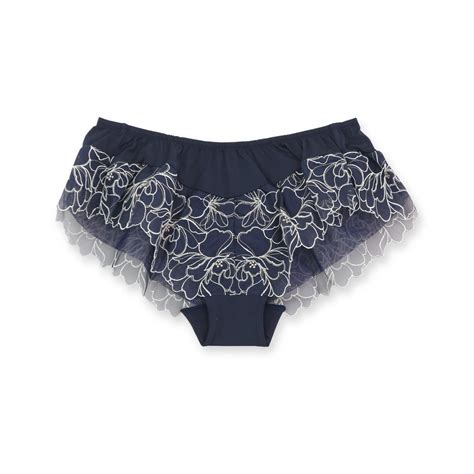 フランデランジェリー fran de lingerie 品ありチュールフラワーリュクスな可愛さ ノーブルティアラブラ フレア フレアショーツ返品不可商品 ネイビー