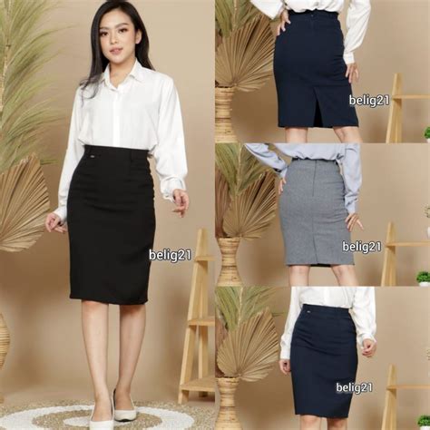 Jual Rok Kerja Pendek Hitam Span Bahan Formal Kantor Rok Pendek Rok