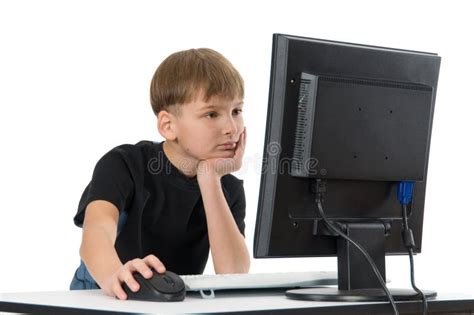 Boy On His Computer Stock Photo Image Of Child Monitor 3893236