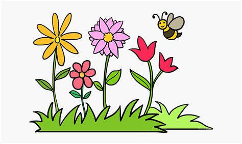 how to draw a flower garden