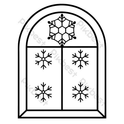 Charming Frosty Window With Snowflake Details Png Images Eps Free