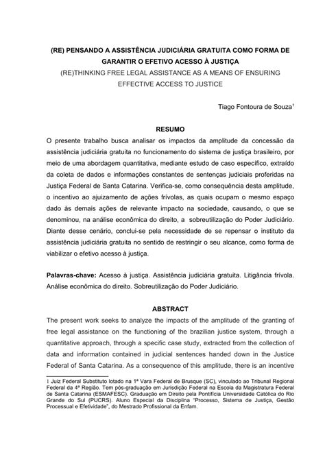 Pdf Re Pensando A Assist Ncia Judici Ria Gratuita Como Forma De