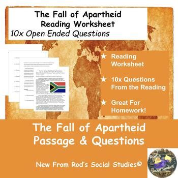 The Fall Of Apartheid Reading Worksheet W Answer Key Free Editable