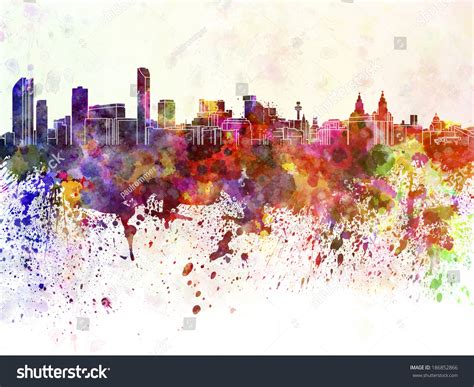 Liverpool Skyline Watercolor Background Stock Illustration 186852866 ...