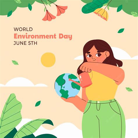 Ilustración Plana Para La Celebración Del Día Mundial Del Medio Ambiente Vector Premium