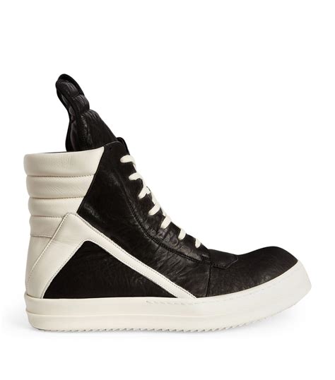 Rick Owens Leather Geobasket High Top Sneakers In Black For Men Lyst