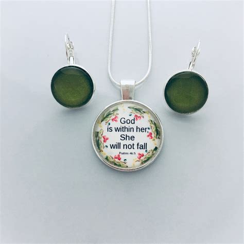 Psalm Necklace Green Drop Earrings Necklace Earring Set Etsy