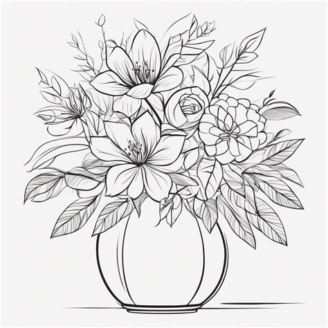 Flower Bouquet Colouring Page One Design Only Etsy