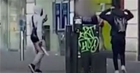 Shocking Moment Gang Armed With Machetes And Knives Threaten Boy In