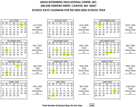 Calendar and Visitation – Judge Rotenberg Educational Center