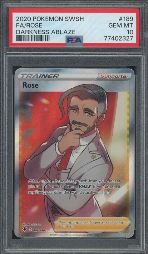 Pokemon Rose Darkness Ablaze Ultra Rare Full Art 189 PSA 10 Gem Mint