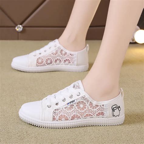 Sexy Kant Witte Schoenen Vrouwen Flats Sneakers Zomer Nieuwe Lui