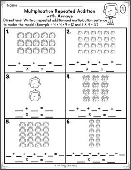 Color Arrays For Repeated Addition Printable Math Worksheet