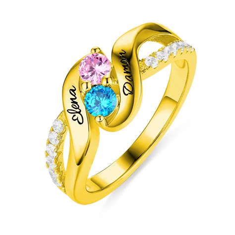 Wholesale Custom Promise Ring For Her Women Double Birthstones ...