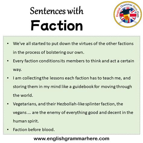 Sentences with Faction, Faction in a Sentence in English, Sentences For Faction - English ...