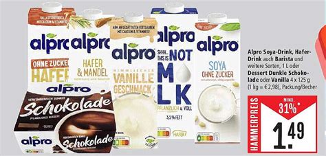 Alpro Soya Drink Hafer Drink Auch Barista Oder Dessert Dunkle