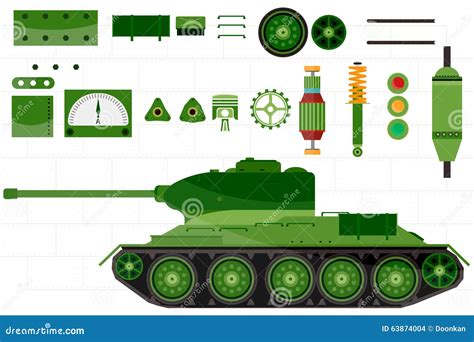 Tank Spare and Parts Tank. Vector Stock Vector - Illustration of metal ...