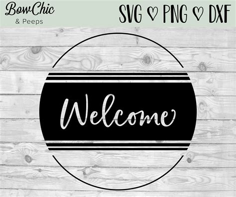 Circle Welcome Sign Svg Welcome Sign Svg Grain Stripes Svg Etsy