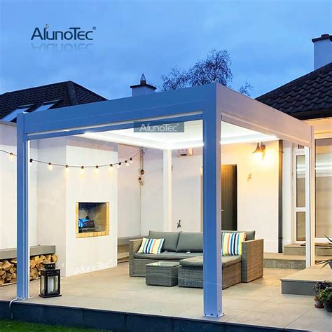 Alunotec Aluminum Motorized Outdoor Gazebo Waterproof Patio Louvre Roof