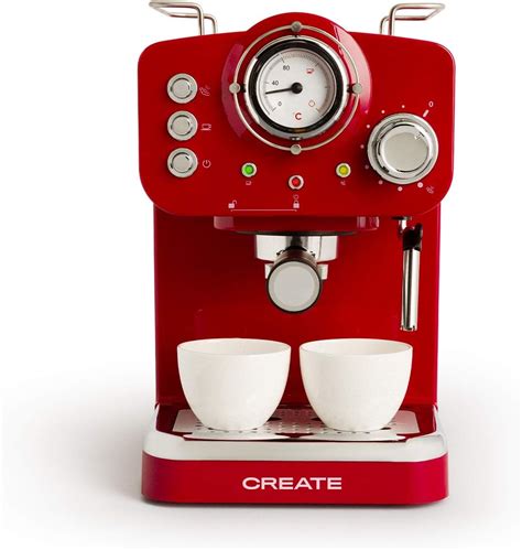 Create Thera Retro Cafetera Express Rojo Y Plata Caf Molido Y