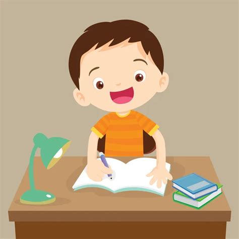 Niño haciendo tarea Imágenes Vectoriales, Ilustraciones Libres de ...