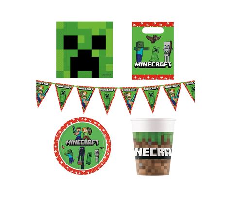 Minecraft Party Tableware Decorations Minecraft Plates Cups Napkins Tablecloth Gaming Birthday