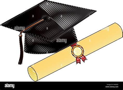 Diploma De Graduación Y Un Sombrero De Pergamino Imagen Vector De Stock