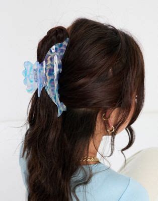 Sui Ava Dolphin Biggest Hair Claw Clip In Blue Marble Asos