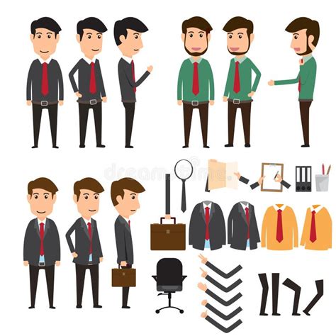 Businessman Character Creation Set In Various Pose Business Con Stock