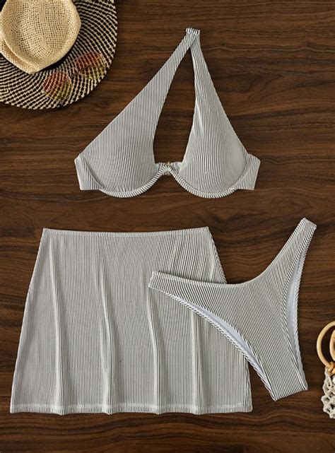 Cross Border European And American Womens Swimsuit Three Piece Sexy Bikini Pit Strip Fabric