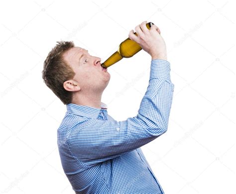 Drunk man drink a beer bottle — Stock Photo © halfpoint #65716467