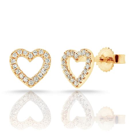 Joelle Diamond Open Heart Stud Earrings For Her 14k Gold 15ct Tdw Wom