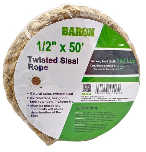 Baron Mfg Baron Utility Rope In Dia Ft L Lb