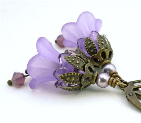 Lavender Purple Flower Earrings Handmade Jewelry