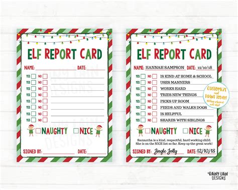 Editable Elf Report Card Printable Elf Report Official North Etsy