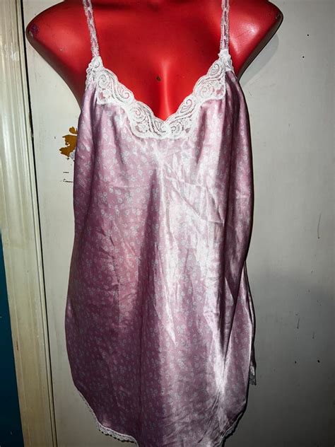 Vintage Barbizon Pink Satin Nightie Light Pink And W… Gem