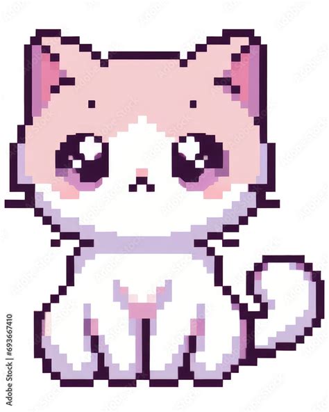 Pixel art of a cat sitting, transparent background (PNG) Stock Illustration | Adobe Stock