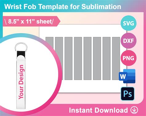 Wrist Fob Template Sublimation Template Neoprene Wristlets Etsy