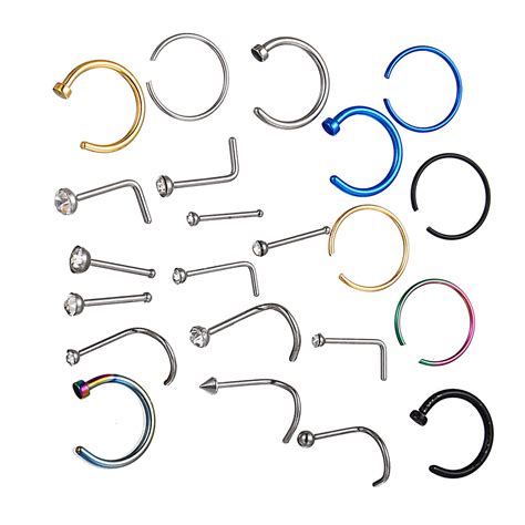 C Shaped Nose RingsFalse 22 Nail Nose Mixed Stainless Steel Piercing