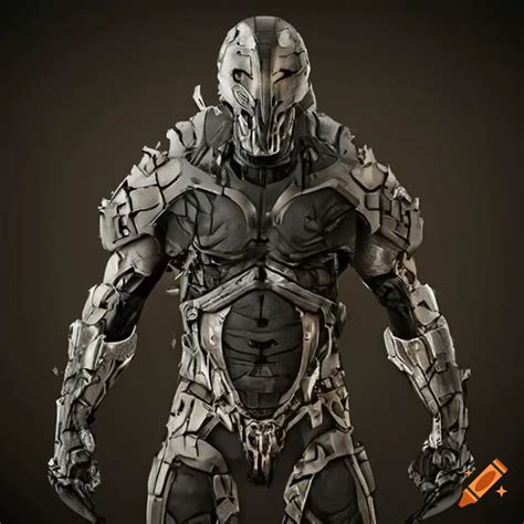 Image of a black cyborg superhero in alien armor on Craiyon