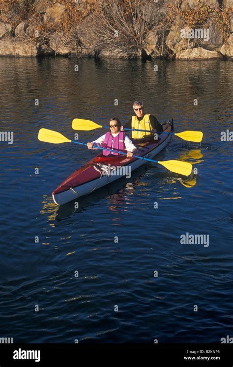 people, adults, man and woman, couple, kayaking, Napa River, Napa ...