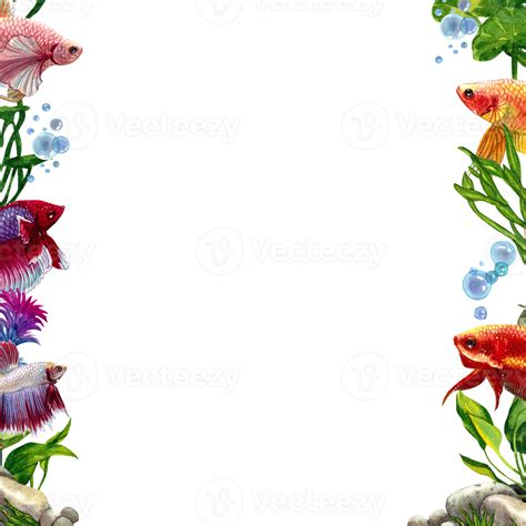 purple betta siamese wild bettas square frame watercolor painting hand