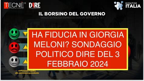 HA FIDUCIA IN GIORGIA MELONI SONDAGGIO POLITICO DIRE DEL 3 FEBBRAIO