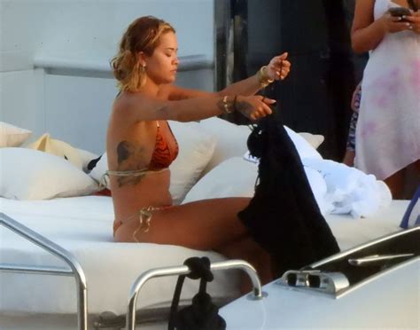 Rita Ora In A Tiger Print Bikini On A Yacht In Corfu CelebMafia