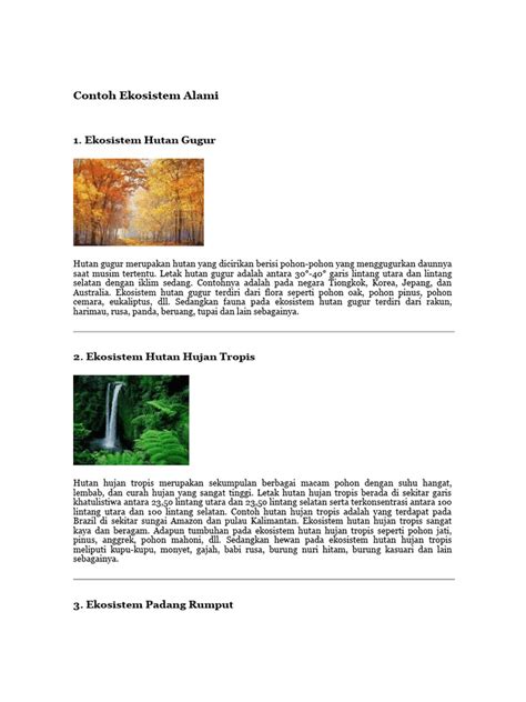 contoh ekosistem alami  buatan