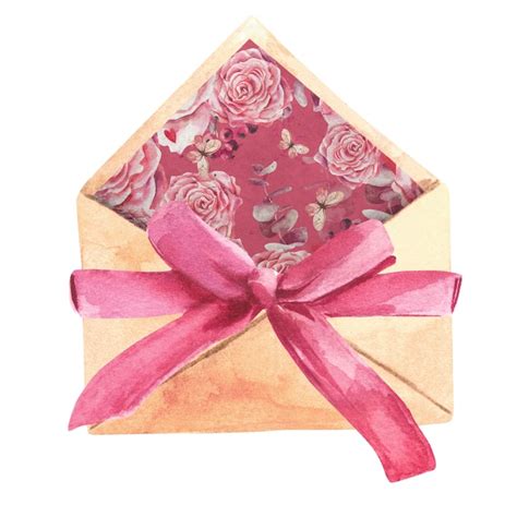 Premium Photo | Envelope with a pink ribbon for Valentine's Day ...